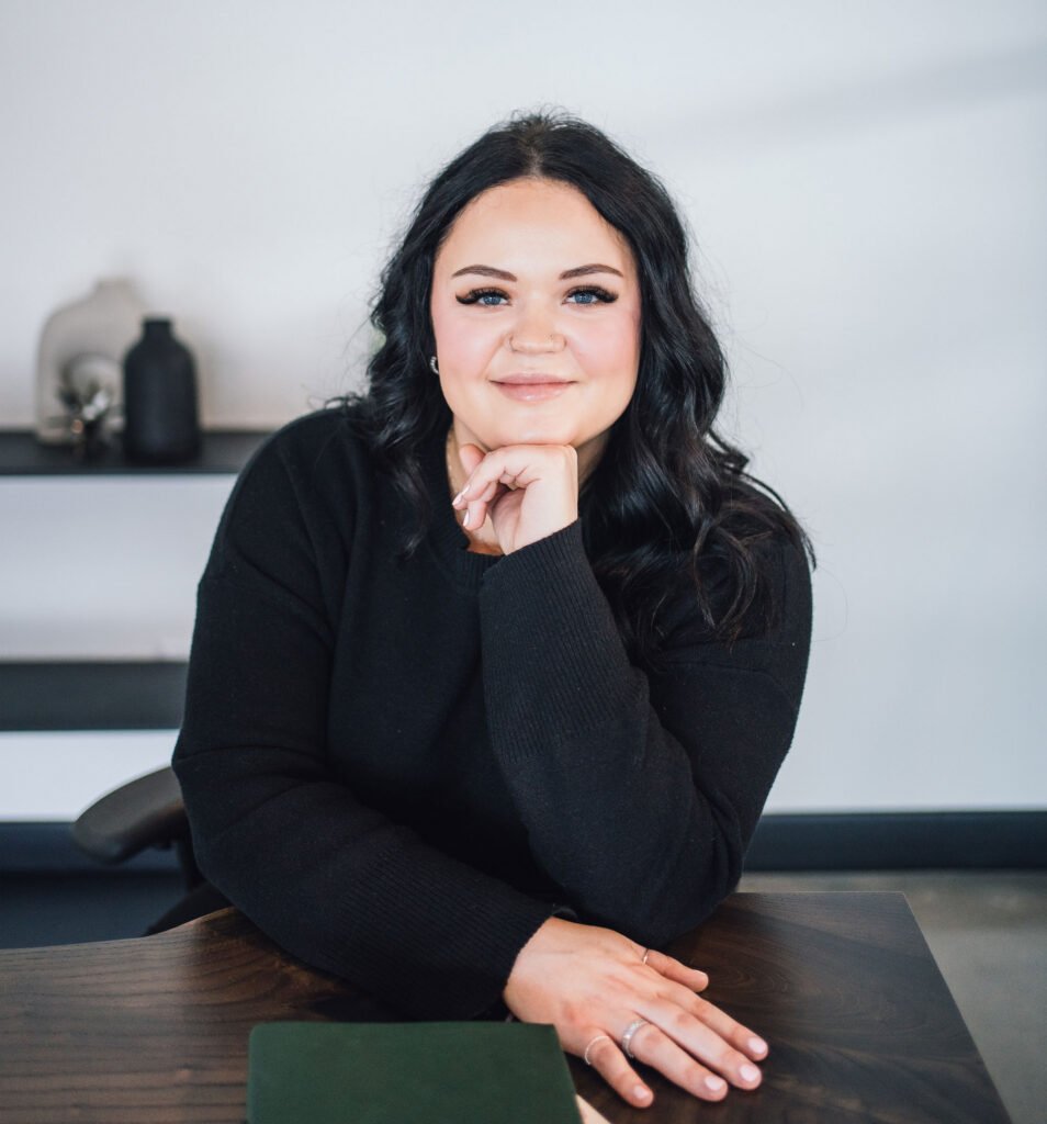 An employee sitting at a desk